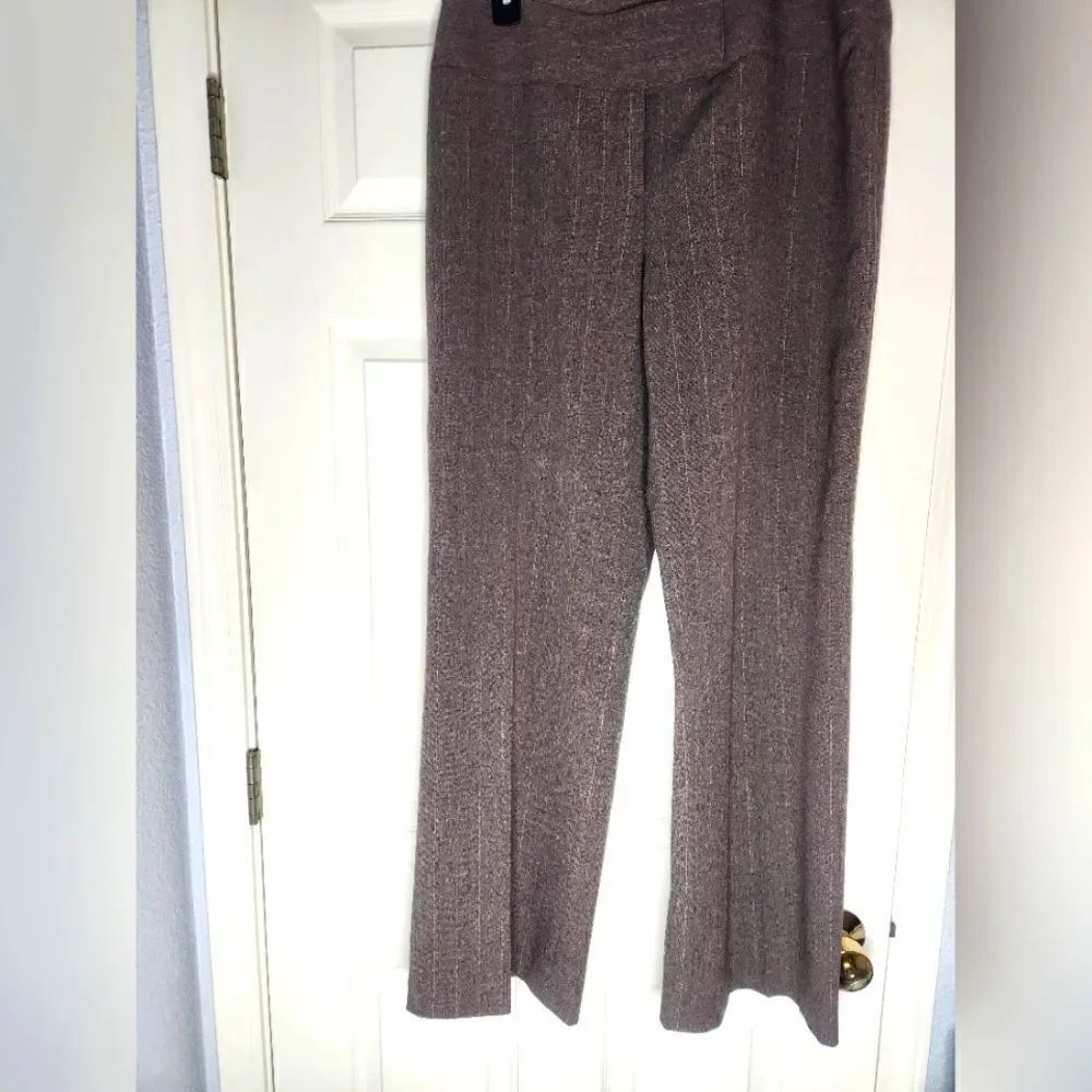 Style&Co 12 SaddleBrownStretch FullLength StraightLegs StrippedWomen DressPants